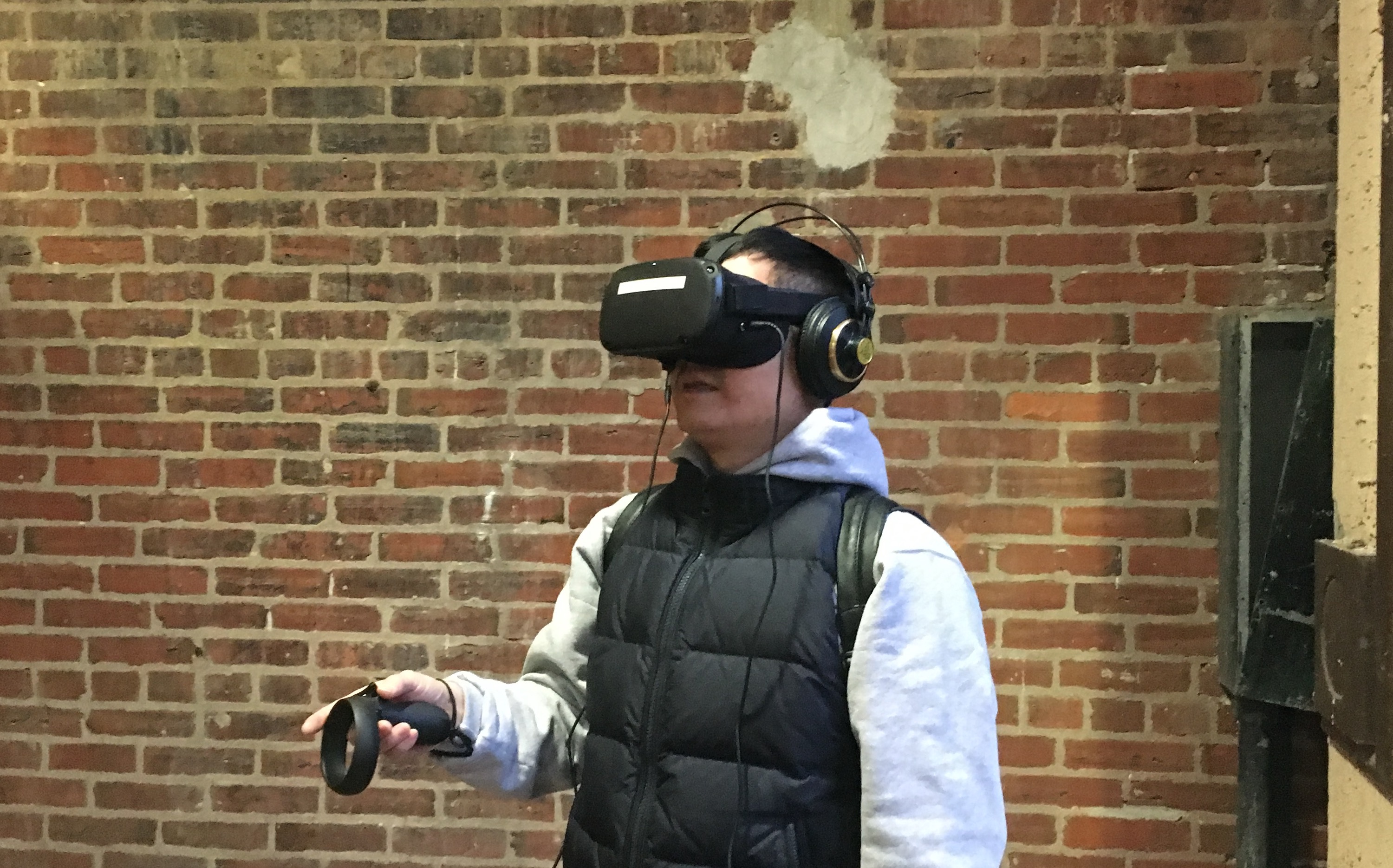 VR user with headset