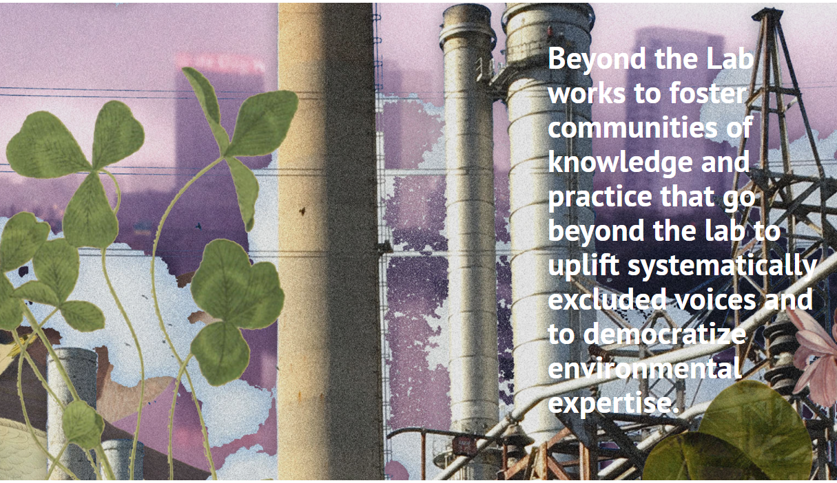 this is a collage of industrial buildings on a lavender field with plants and text