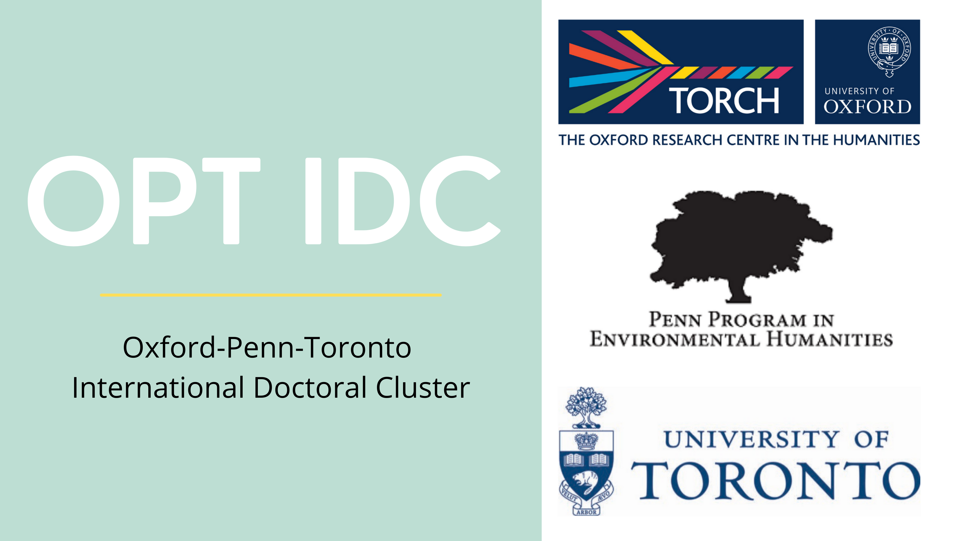 Oxford Penn Toronto International Doctoral Cluster text and logos from each institution