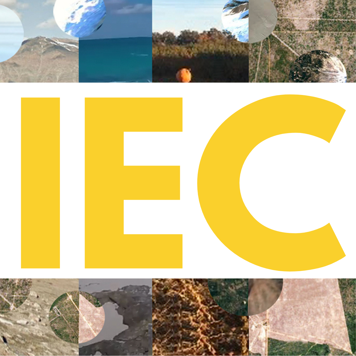 IEC yellow letters overlaid on a photo collage.