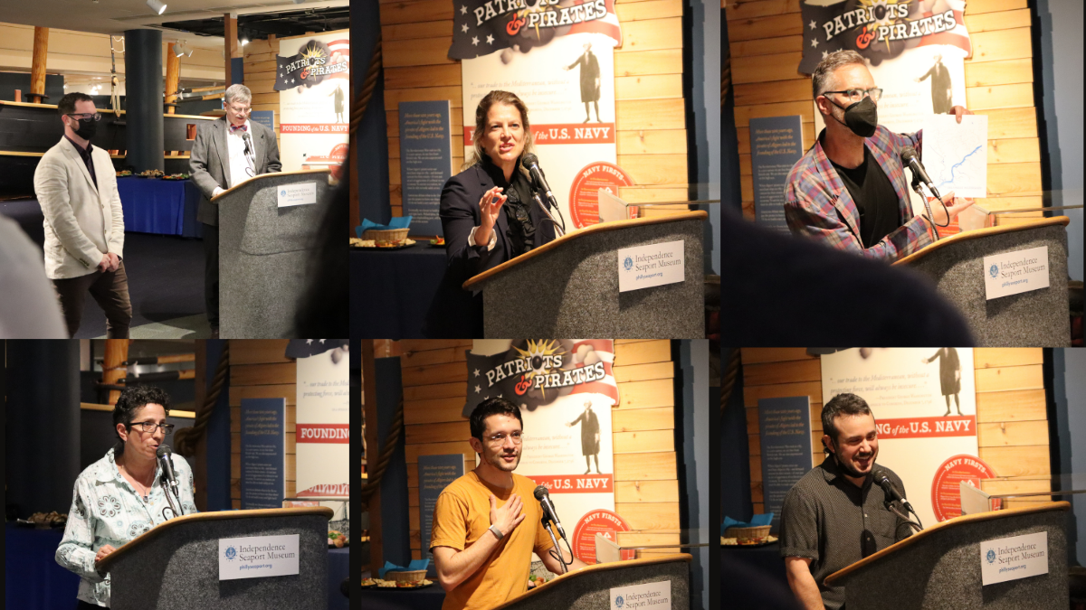 collage of speakers at the exhibit reception
