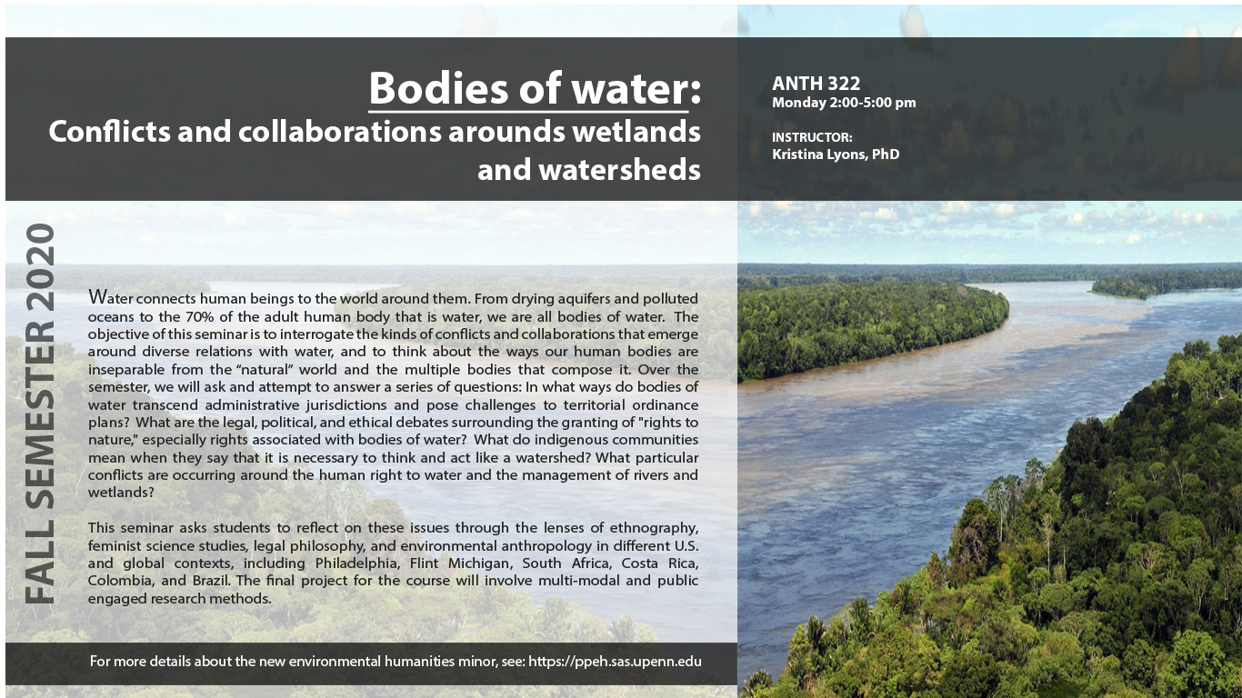 poster with course description and image of water body