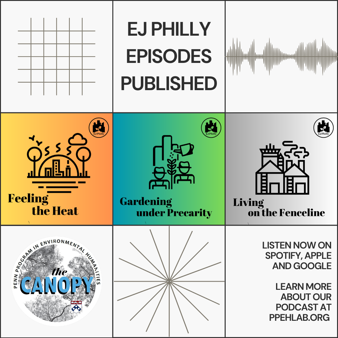 Advertisement for three episodes of EJ Philly podcast