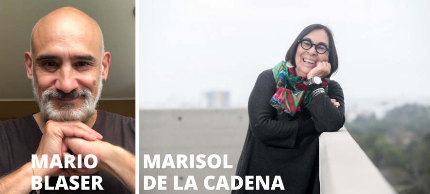 Individual photos of Mario and Marisol where they are both looking into the camera smiling and wearing black clothing. Mario is resting his face on clasped hands. Marisol stands on a path, elbow resting on the rail, head on hand. 
