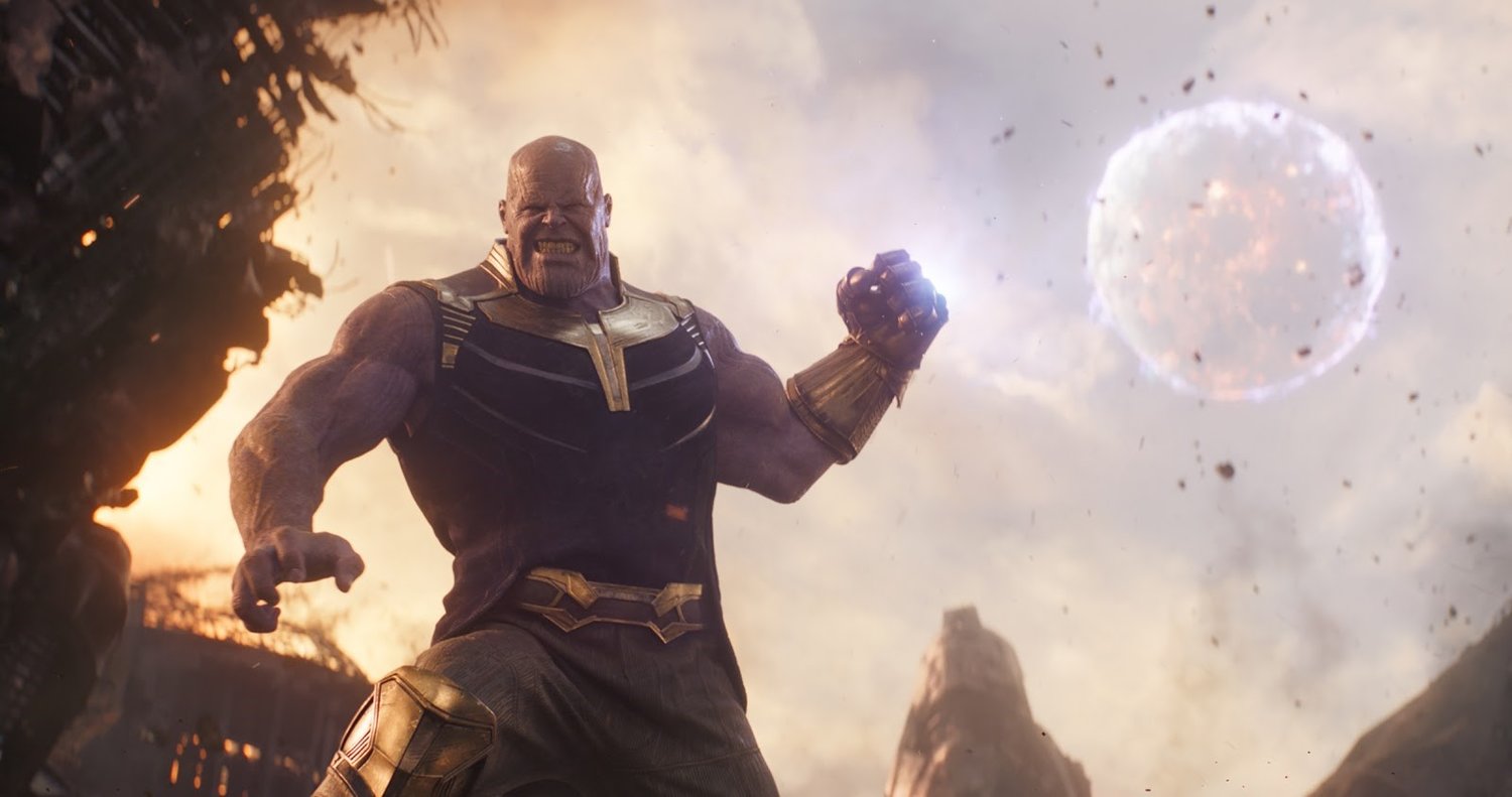One scene depicting Thanos from Infinity War. Marvel Studios 2018. 