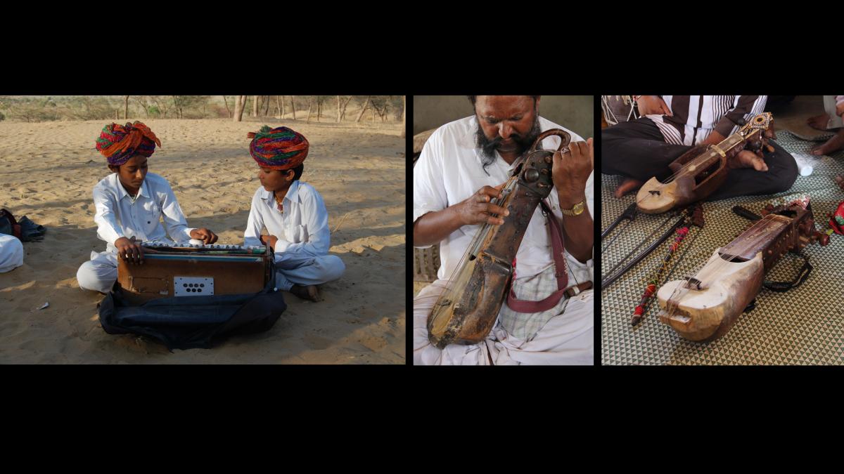 A musical performance by the famous Langa musicians near their village in Barmer district.