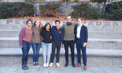 Group of PPEH public research interns outside Houston Hall