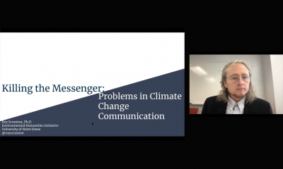 Roy Scranton presenting on Killing the Messenger: Challenges in Climate Change Communication through Zoom