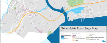 Philadelphia Hydrology Map focused on Mingo Creek (current)