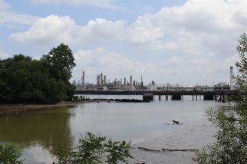 view of the PES refinery from Eastwick